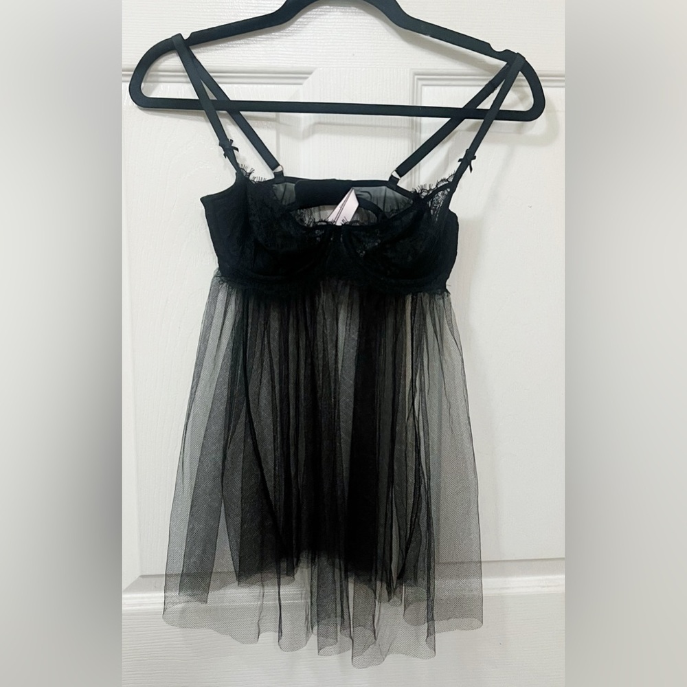 New Victorias Secret black lace babydoll Size Small Petite